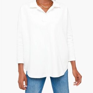 POMANDER PLACE XS/S White Easy Polo Swing Sweatshirt